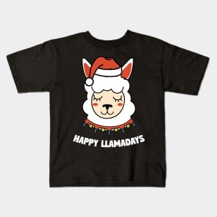 Happy Llamadays Funny Llama Holidays Christmas Gift Kids T-Shirt